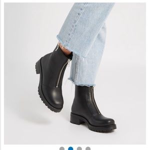 Black zipper ankle boots
